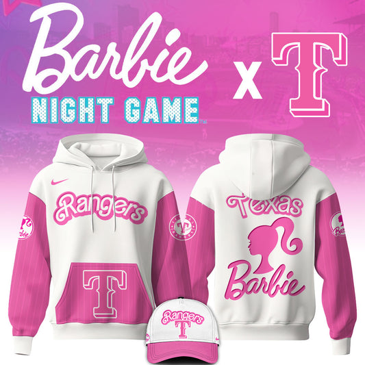 .    Texas Rangers MLB x Barbie Night Game Limited Edition Hoodie 2025