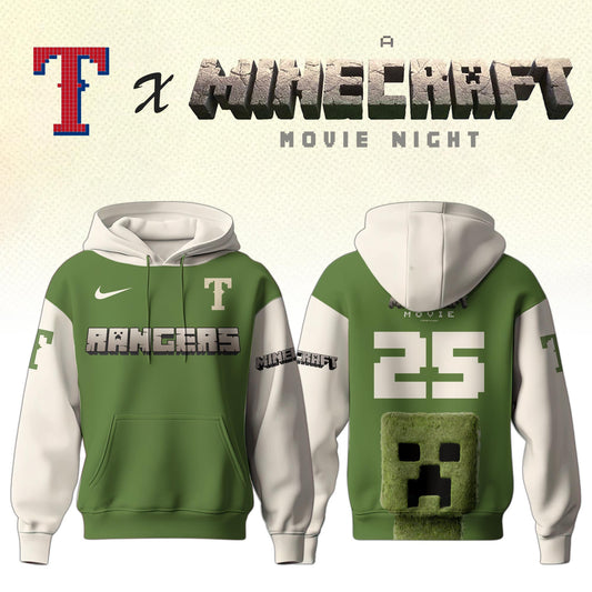 ,  Texas Rangers MLB x A MINECRAFT MOVIE Night Hoodie Editions Limited