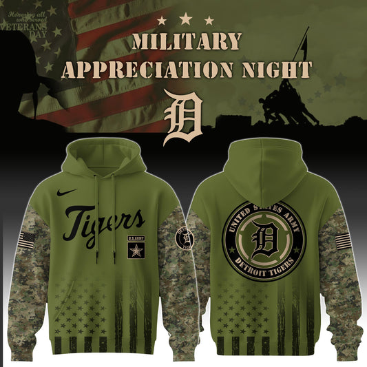 ..Detroit Tigers  x MLB x Army Military Appreciation Night Hoodie Editions Limited