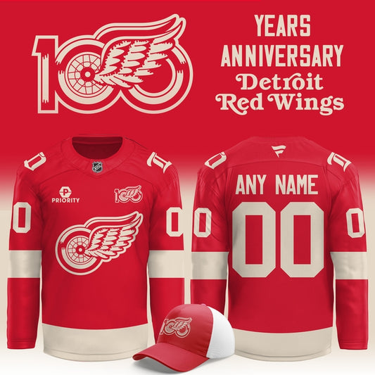 Limited Editions Detroit Red Wings 100th Years Anniversary Hockey Jersey