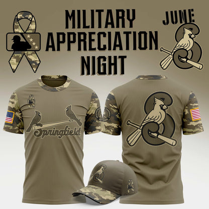 Limited Edition Springfield Cardinals Military Appreciation Night 2025 T-shirt