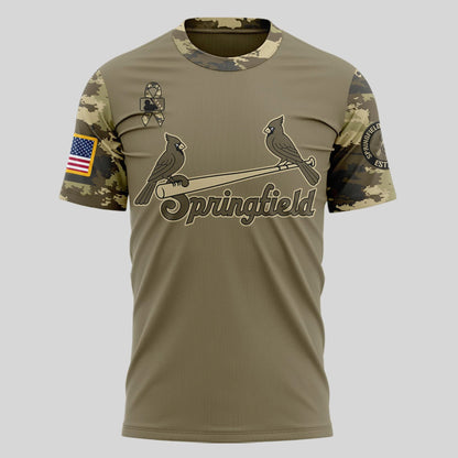 Limited Edition Springfield Cardinals Military Appreciation Night 2025 T-shirt