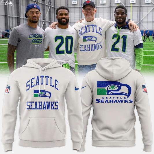 Men's Seattle Seahawks Starter White Team Logo Hoodie V2