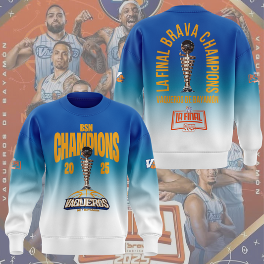 02.Vaqueros de Bayamon Champions Baloncesto Superior Nacional 2025 SWEATSHIRT