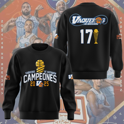 05.Vaqueros de Bayamon Champions Baloncesto Superior Nacional 2025 SWEATSHIRT