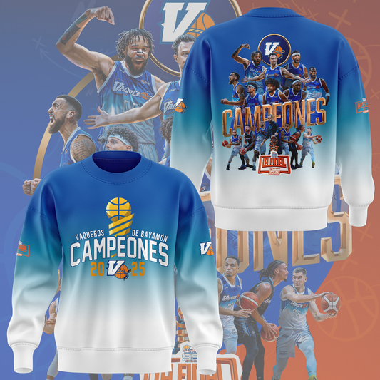 14.Vaqueros de Bayamon Champions Baloncesto Superior Nacional 2025 SWEATSHIRT