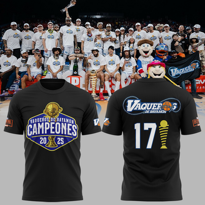 17.Vaqueros de Bayamon Champions Baloncesto Superior Nacional 2025 Tshirt
