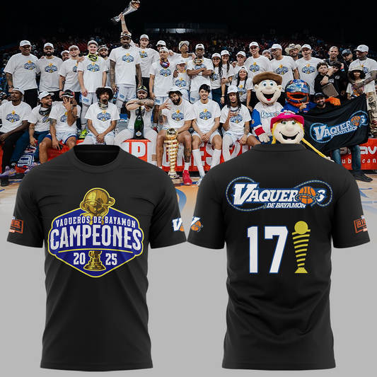 17.Vaqueros de Bayamon Champions Baloncesto Superior Nacional 2025 Tshirt