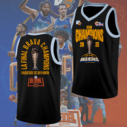 VIP.01.Vaqueros de Bayamon Champions Baloncesto Superior Nacional 2025 Jersey Basketball