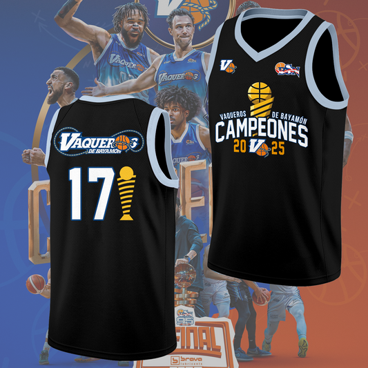 VIP.02.Vaqueros de Bayamon Champions Baloncesto Superior Nacional 2025 Jersey Basketball