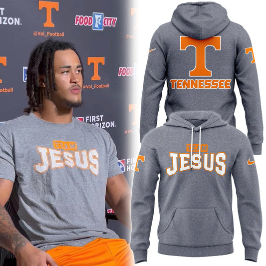 Tennessee Football Team Jesus Grey Hoodie 2025