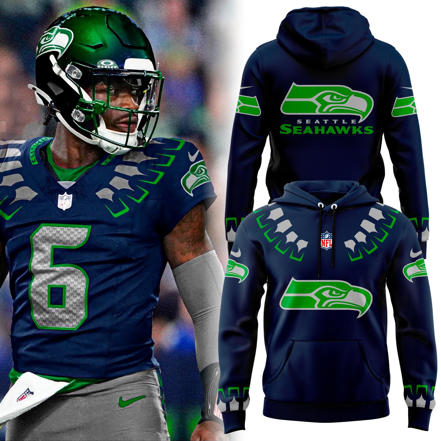 Seattle Seahawks NFL 2025 The Graphic God Hoodie v1