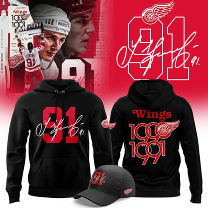 Detroit Red Wings 91 Sergei Fedorov Hoodie V1