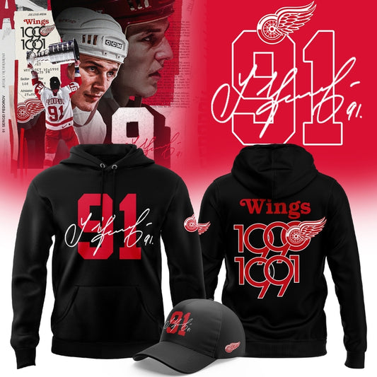 Detroit Red Wings 91 Sergei Fedorov Hoodie V1