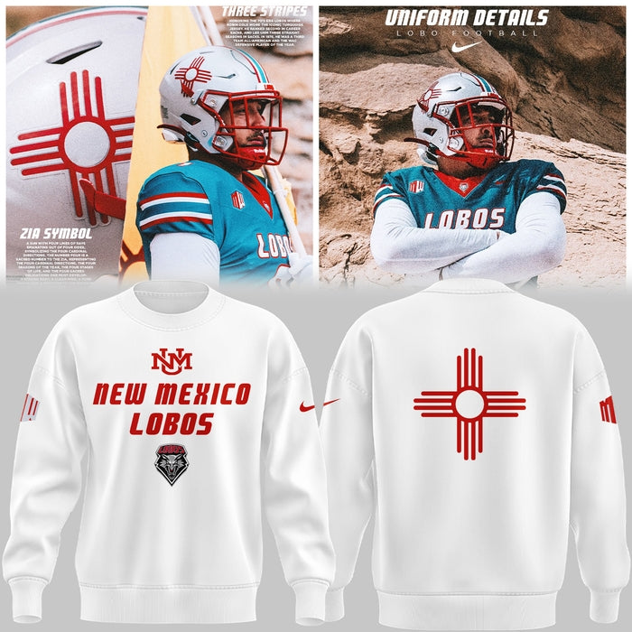 Special Edition New Mexico Lobos Wordmark Logo Uniform Sweat - White