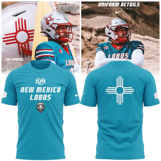 Special Edition New Mexico Lobos Wordmark Logo Uniform Tshirt - The Turquoise