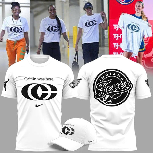 Caitlin Was Here - Caitlin Clark Signature Swoosh Logo T-shirts V2 (White)