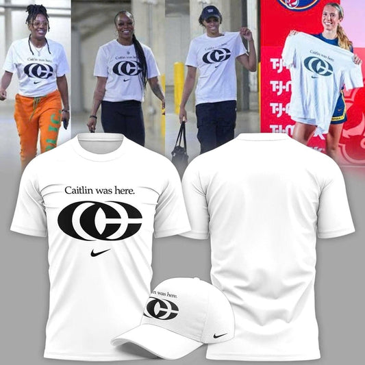 Caitlin Was Here - Caitlin Clark Signature Swoosh Logo T-shirts V1 (White)