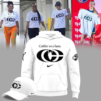 Caitlin Was Here - Caitlin Clark Signature Swoosh Logo Hoodie V2 (White)