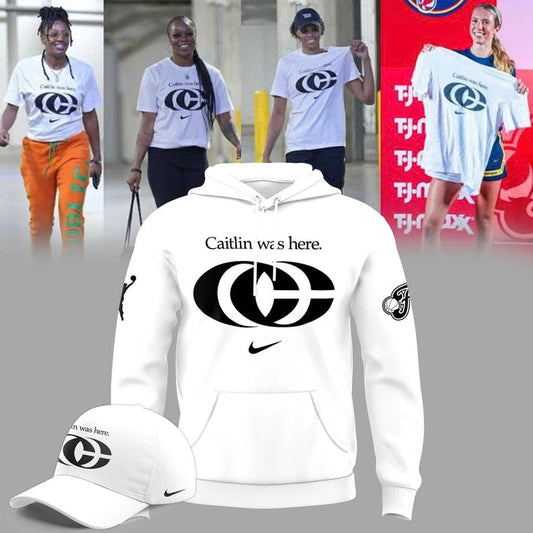 Caitlin Was Here - Caitlin Clark Signature Swoosh Logo Hoodie V2 (White)