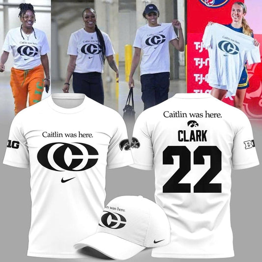 Caitlin Was Here - Caitlin Clark Signature Swoosh Logo T-shirts V6 (White)
