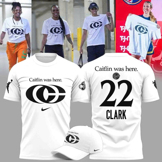 Caitlin Was Here - Caitlin Clark Signature Swoosh Logo T-shirts V3 (White)