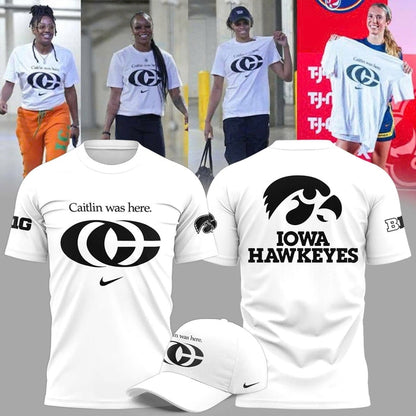 Caitlin Was Here - Caitlin Clark Signature Swoosh Logo T-shirts V5 (White)