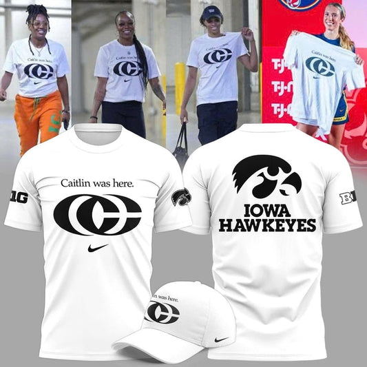 Caitlin Was Here - Caitlin Clark Signature Swoosh Logo T-shirts V5 (White)
