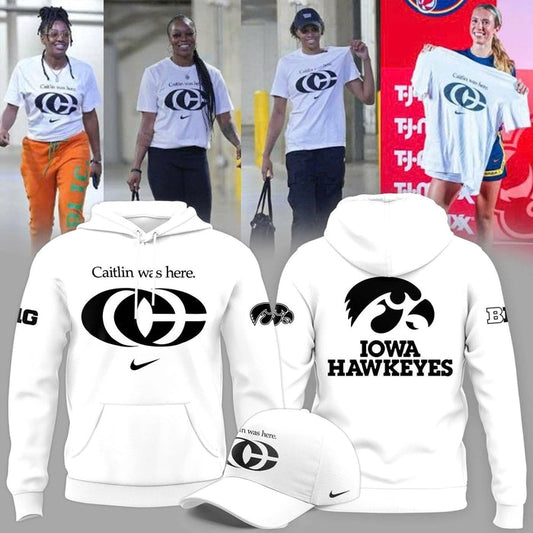 Caitlin Was Here - Caitlin Clark Signature Swoosh Logo Hoodie V5 (White)