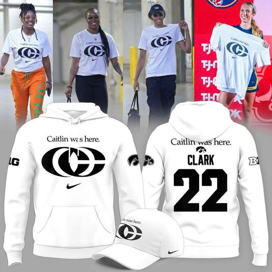 Caitlin Was Here - Caitlin Clark Signature Swoosh Logo Hoodie V6 (White)