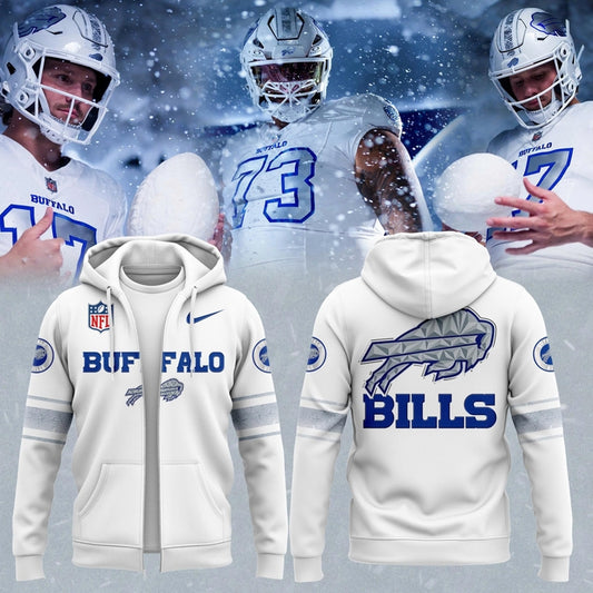 Buffalo Bills White Rivalries uniforms Zip Hoodie 2025