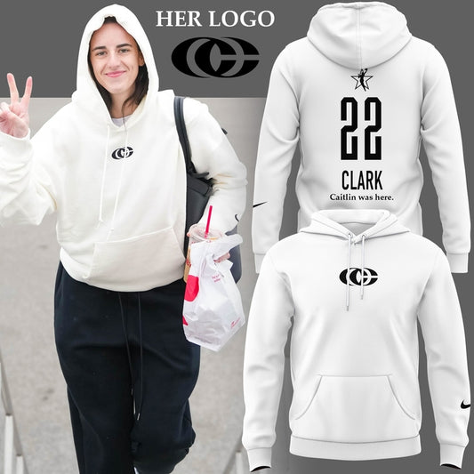 1 Caitlin Was Here Hoodie Caitlin Clark - Her Logo New White Hoodie