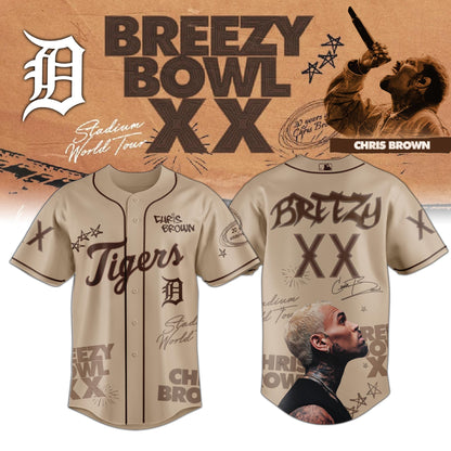 Detroit Tigers x Chris Brown Breezy Bowl XX World Tour 2025 Jersey Editions Limited