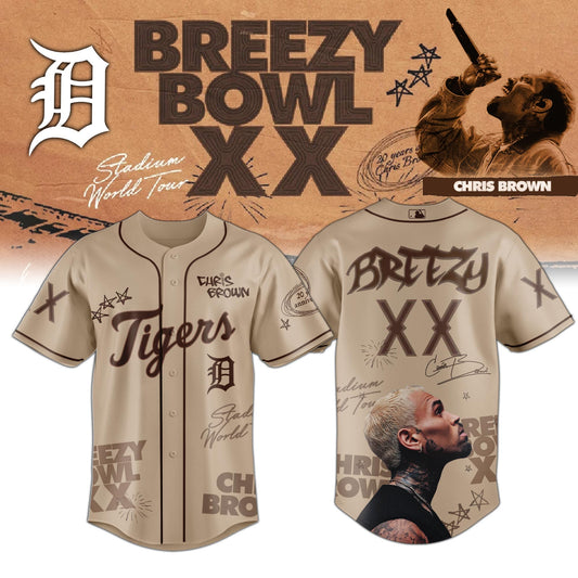 Detroit Tigers x Chris Brown Breezy Bowl XX World Tour 2025 Jersey Editions Limited