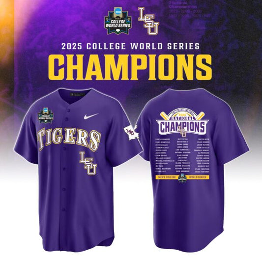 4. LSU Tiger 2025 NCAA Baseball National Champions Jersey Limited Edition