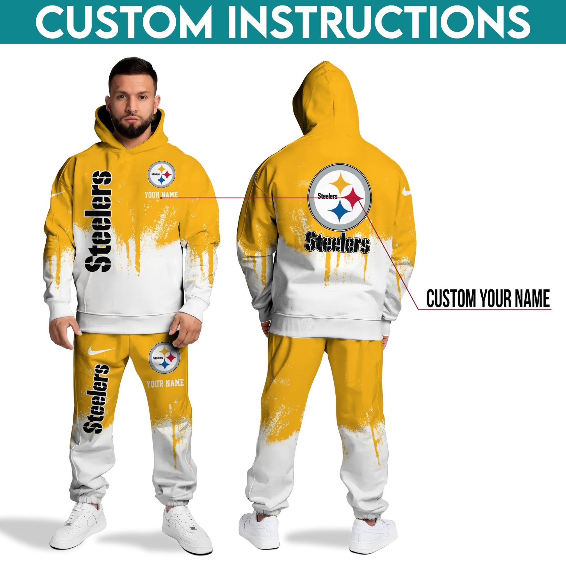 Pittsburgh Steelers Hoodie Sweatpants Set,Custom Hoodie,Sport Hoodie Sweatpants Set,Sport Gifts FOR Fan IT21