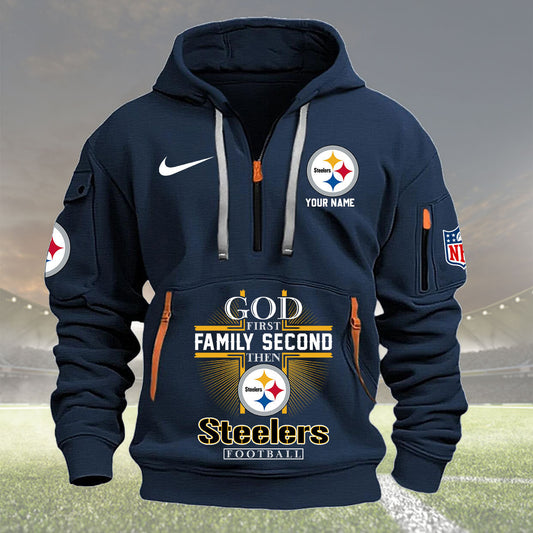 Pittsburgh Steelers Personalized Quarter Zip Hoodie ,NFL Quarter Zip Hoodie, Custom Hoodie, NFL Shirt, NFL Hoodie