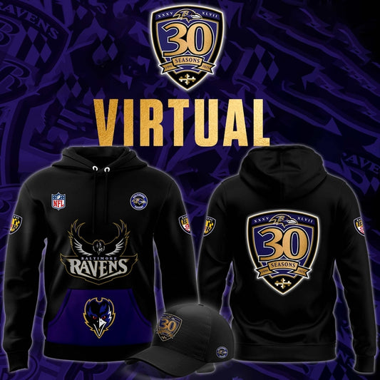 Baltimore Ravens 30th Season Virtual Limited Hoodie