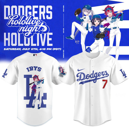 Los Angeles Dodgers Baseball Jersey - Hololive Night IRyS Jersey 2025