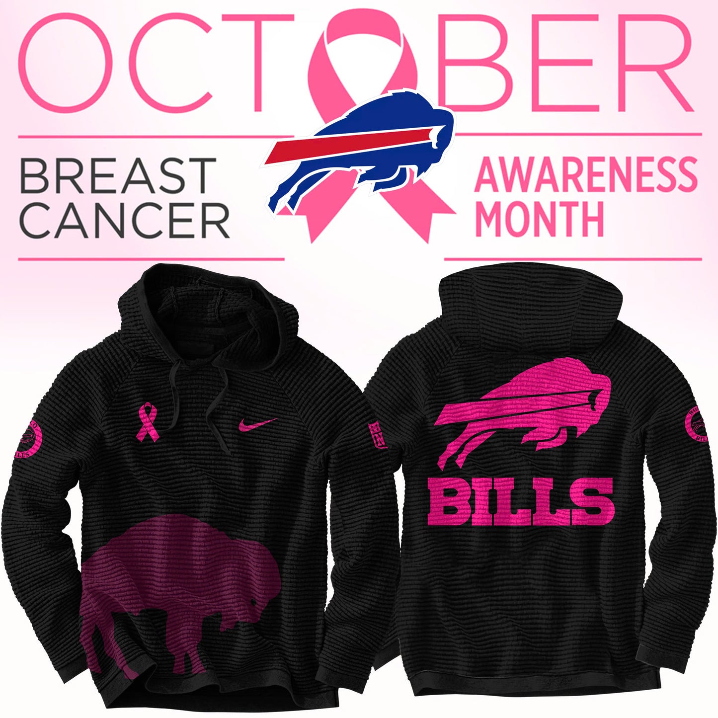 Unisex’s Black Buffalo Bills 2024 Crucial Catch Waffle Hoodie