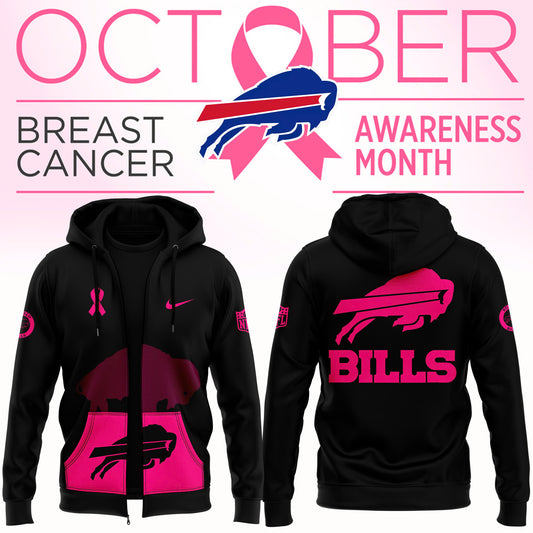 Men’s Black Buffalo Bills 2024  Crucial Catch Club Pullover Zip Hoodie