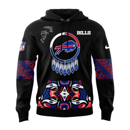 Men’s Buffalo Bills 2024 Native American Heritage Month Premium Limited Pullover Hoodie