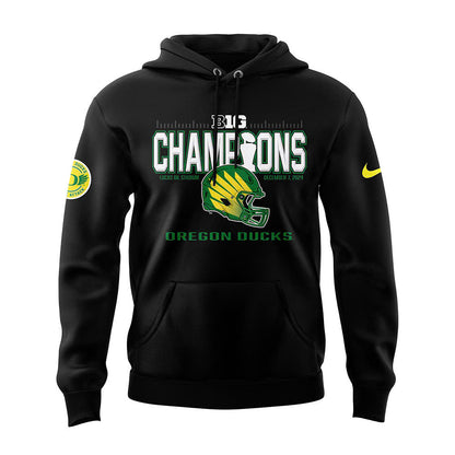 Men's Blue 84 Black Oregon Ducks 2024 Big Ten Football Conference Champions Locker Room Pullover Hoodie