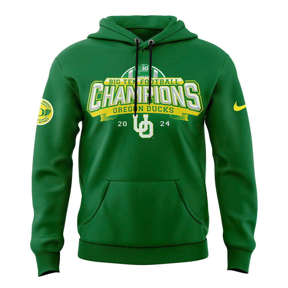 Men's Green Oregon Ducks 2024 Big Ten Football Conference Champions Hoodie
