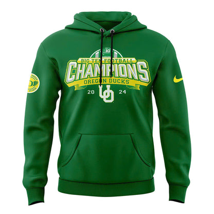 Men's Green Oregon Ducks 2024 Big Ten Football Conference Champions Hoodie