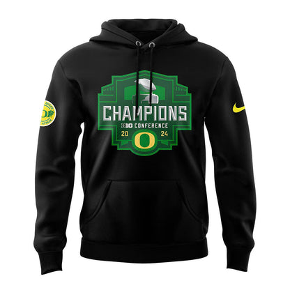 Men’s Black Oregon Ducks 2024 Big Ten Football Conference Champions Hoodie V3
