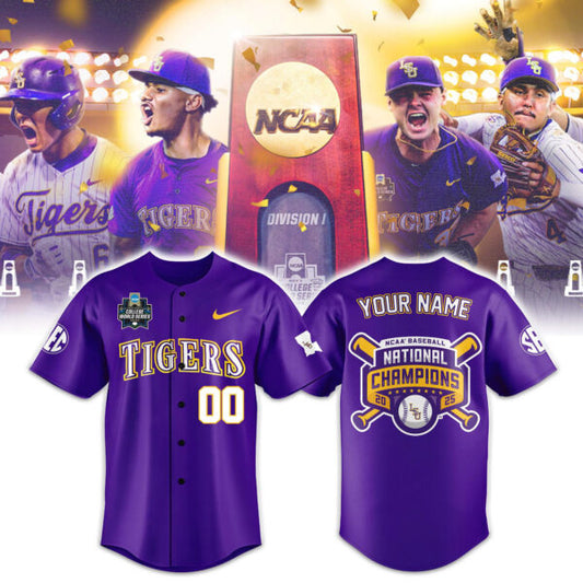 1. LSU Tigers 2025 NCAA Baseball Men’s College World Series Champions Jersey